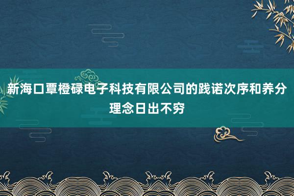 新海口覃橙碌电子科技有限公司的践诺次序和养分理念日出不穷